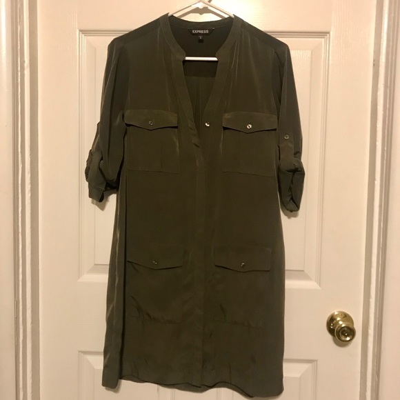 Express Dresses & Skirts - Olive Green Express Button Down Dress